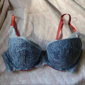 Victoria’s Secret Blue/Coral Lace Bra